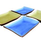 4 rectangular enameled ceramic cups