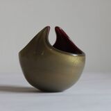 Horned aventurine and burgundy murano glass bowl, venice 1950s.