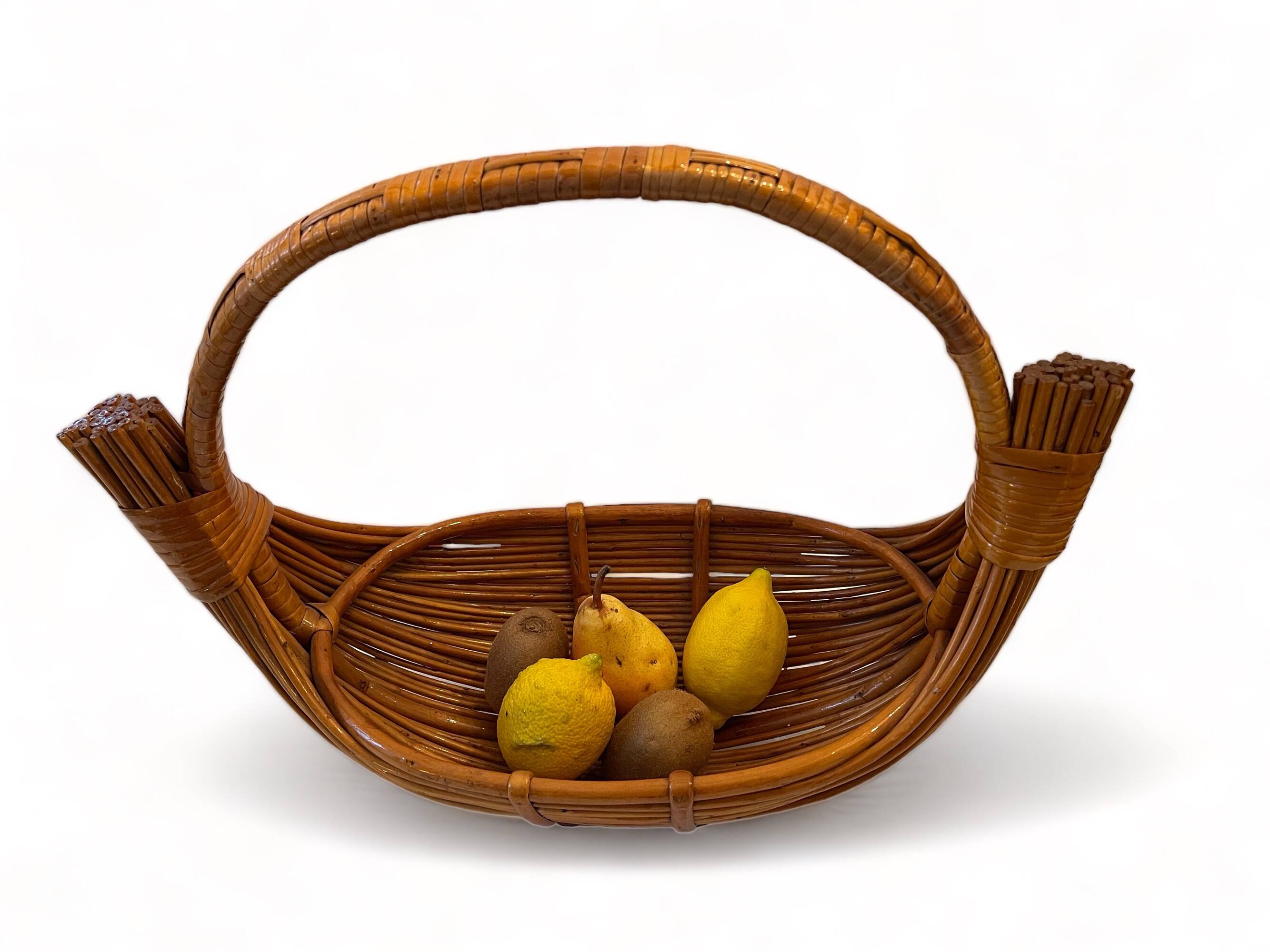 Large rattan/wicker fruit bowl, 1950 design