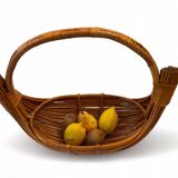 Large rattan/wicker fruit bowl, 1950 design
