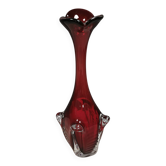 Vase en verre rouge rubis d'Aseda Glasværk, Suède, années 1980