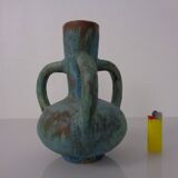 German studio ceramic handle vase by Lu & Gerd Grove, Lübeck, 1960s