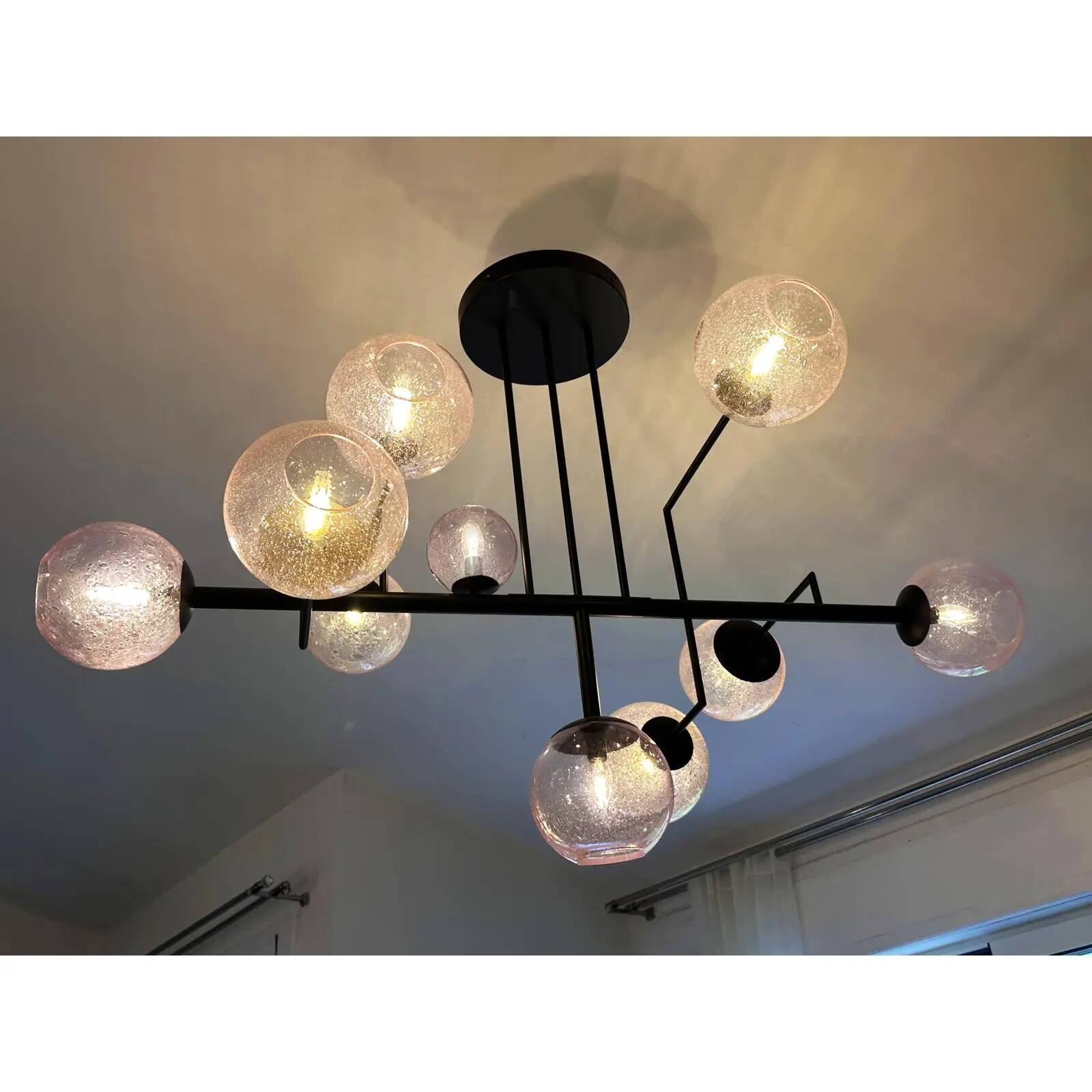 Contemporary Pink "Pulegoso" Spheres Murano Glass Sputnik Chandelier by Sim