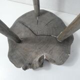 Old brutalist solid wood stool