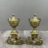 Exceptional Louis XVI Style Bronze Andirons, 19th Century