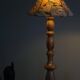 Mid-century sculptural Scandinavian floor lamp in solid pine, 1970.