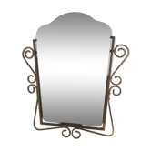 Miroir facetté vintage dans un cadre en laiton, années 1950