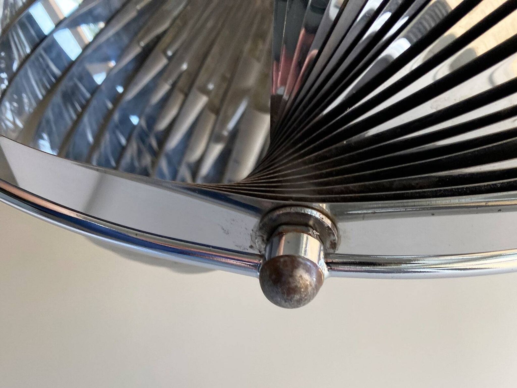 Space Age chrome aluminium moon hanging lamp,  slat lamp