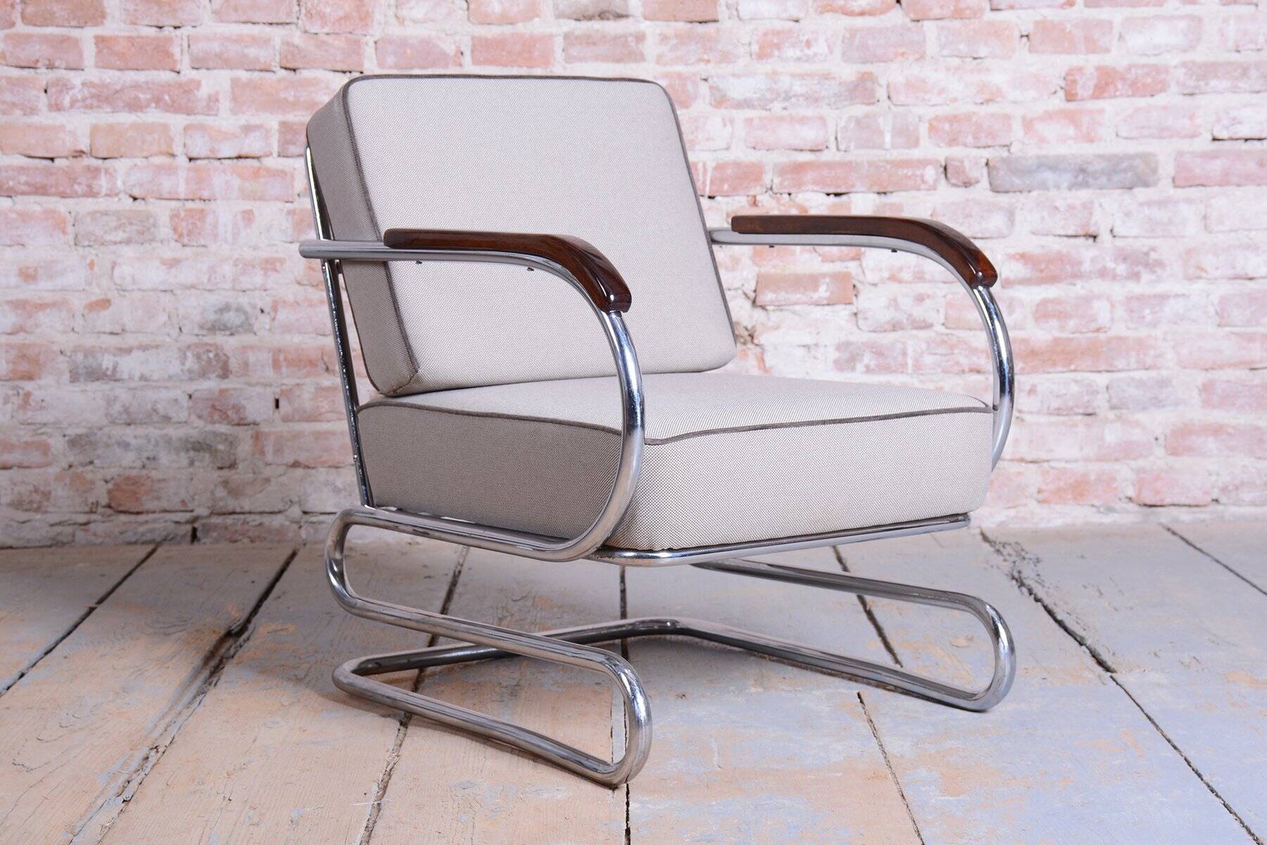 Bauhaus Double Suspension Chair in Oak by Halabala for Up Zavody, Czech, 1930s