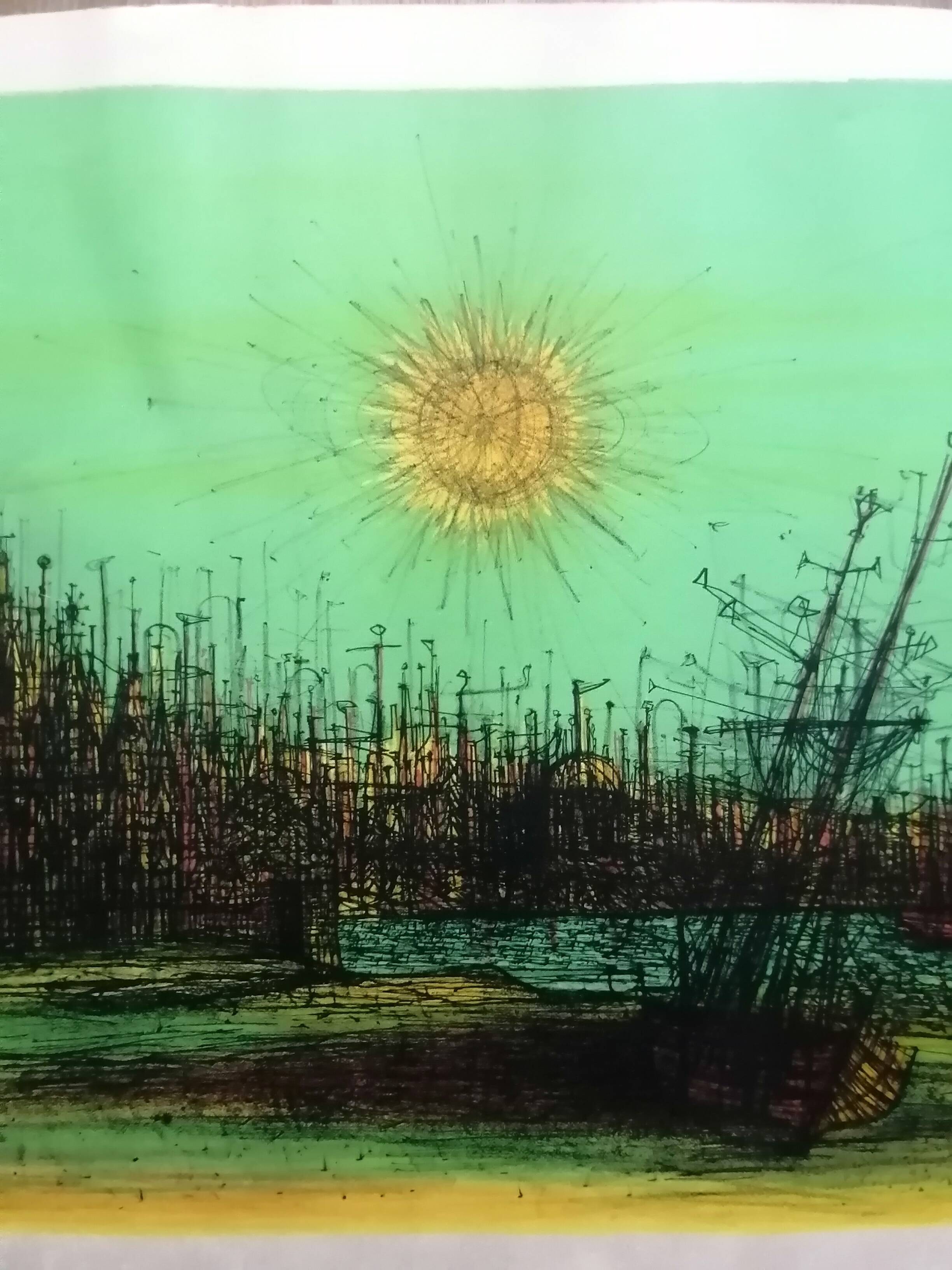 Lithograph "Cathedral of Boats" Jean Carzou (1907-2000)