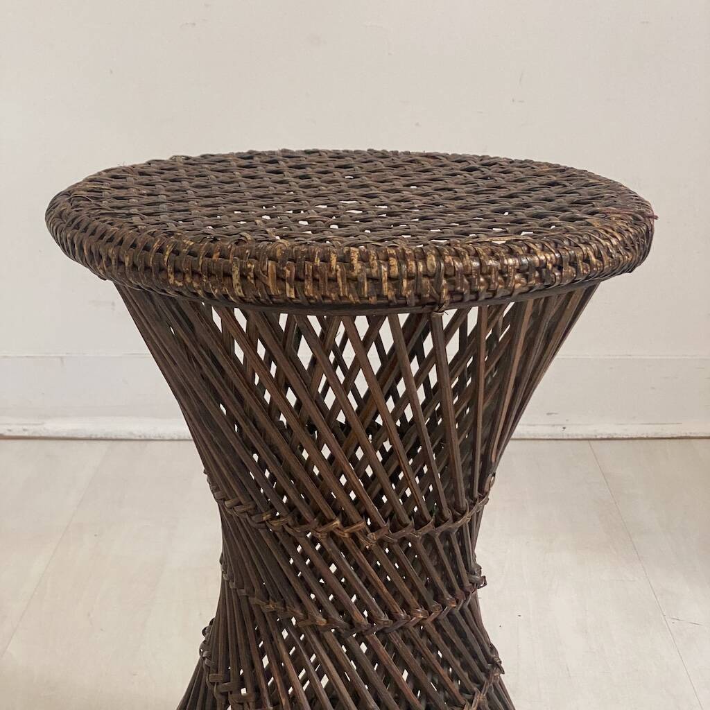 Vintage 1970s rattan tamtam diabolo stool