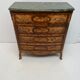 Commode 4 tiroirs marqueterie plateau marbre vert
