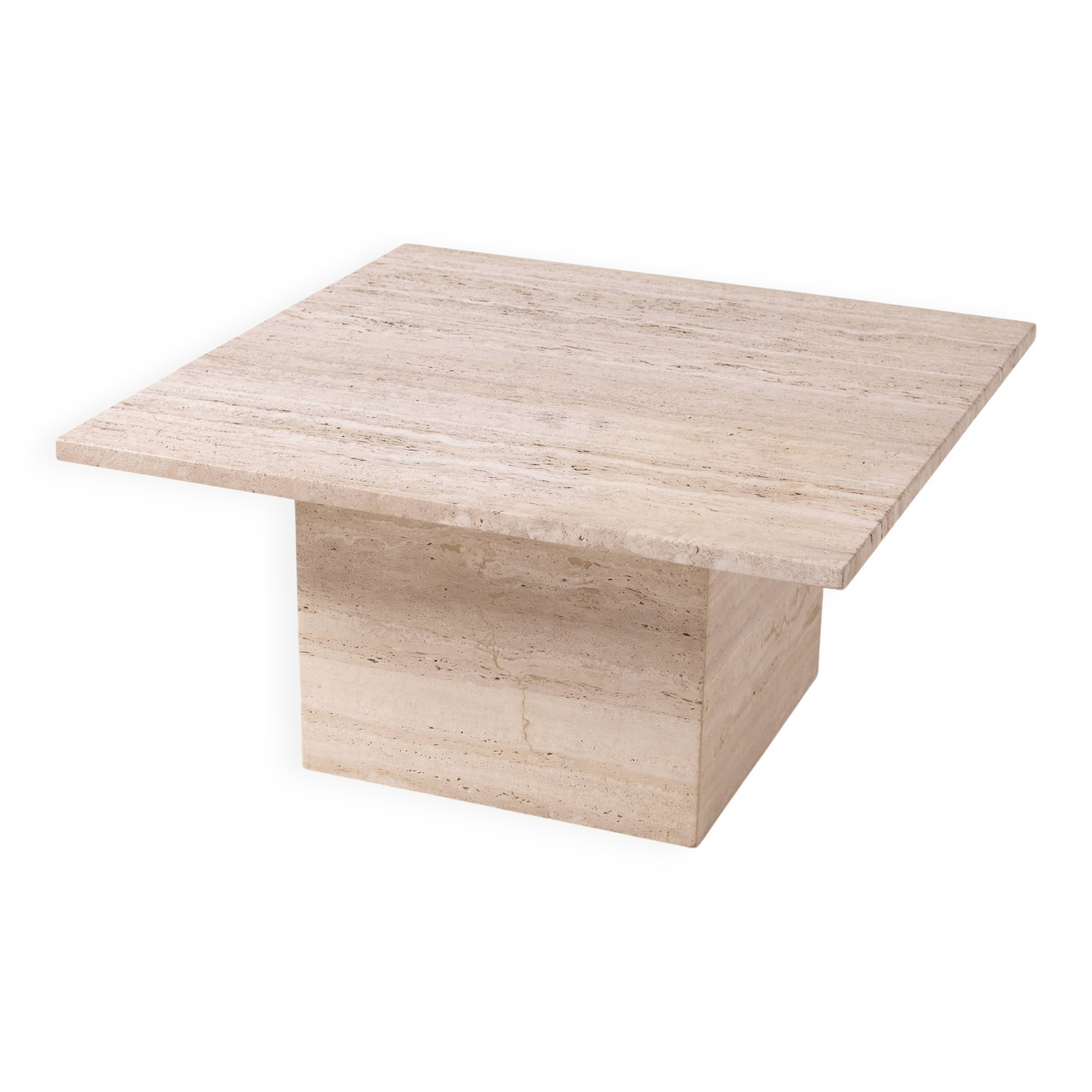 Postmodern travertine stone coffe table, Italy, 1980s