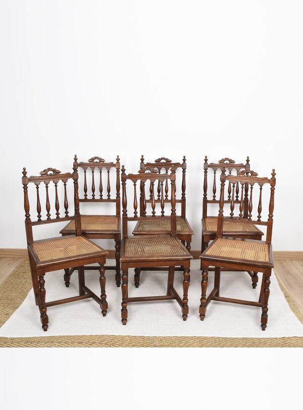 Chaises cannées, style Louis XIII