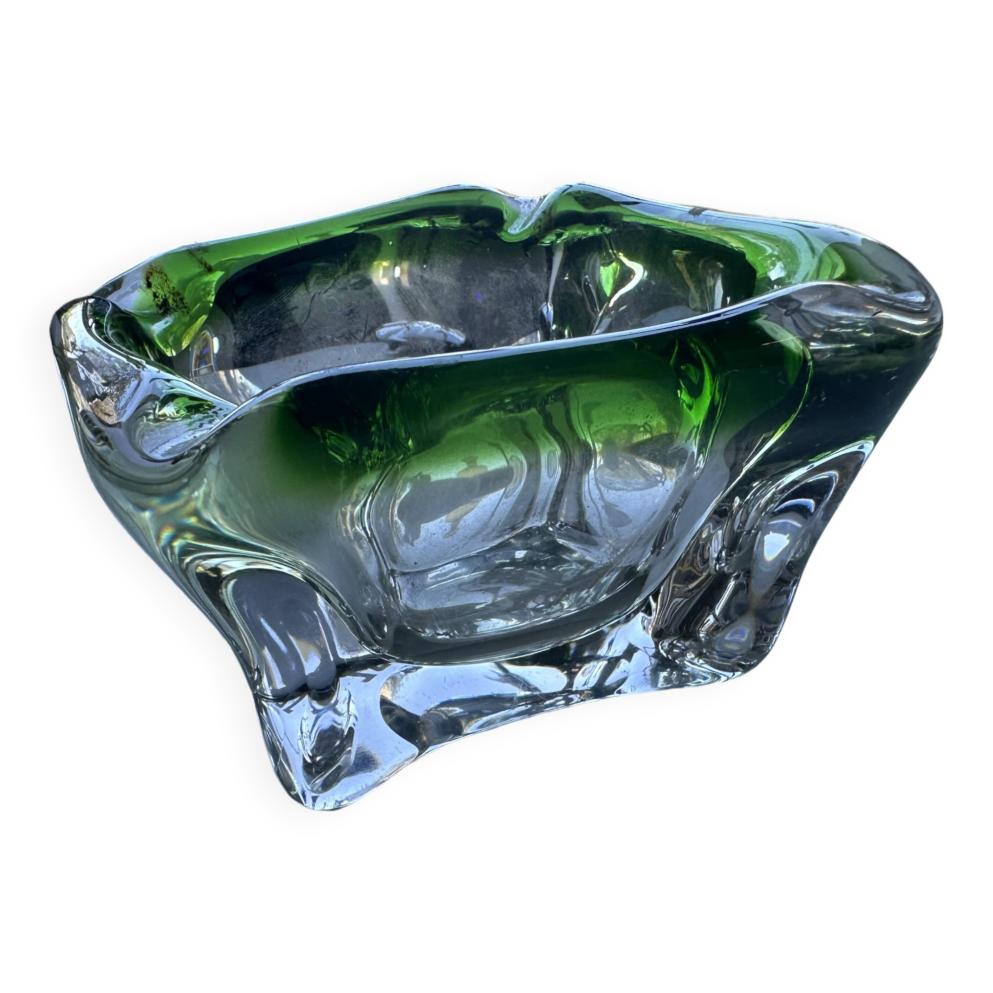 Green crystal ashtray