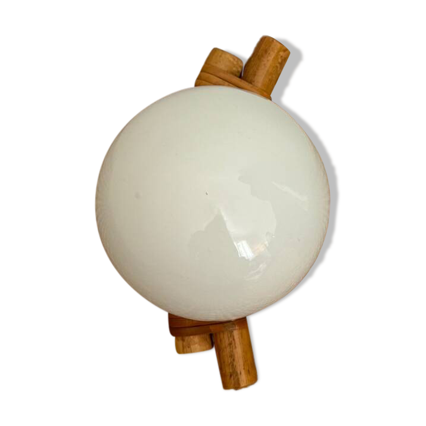 Rattan and opaline wall light