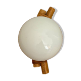 Rattan and opaline wall light