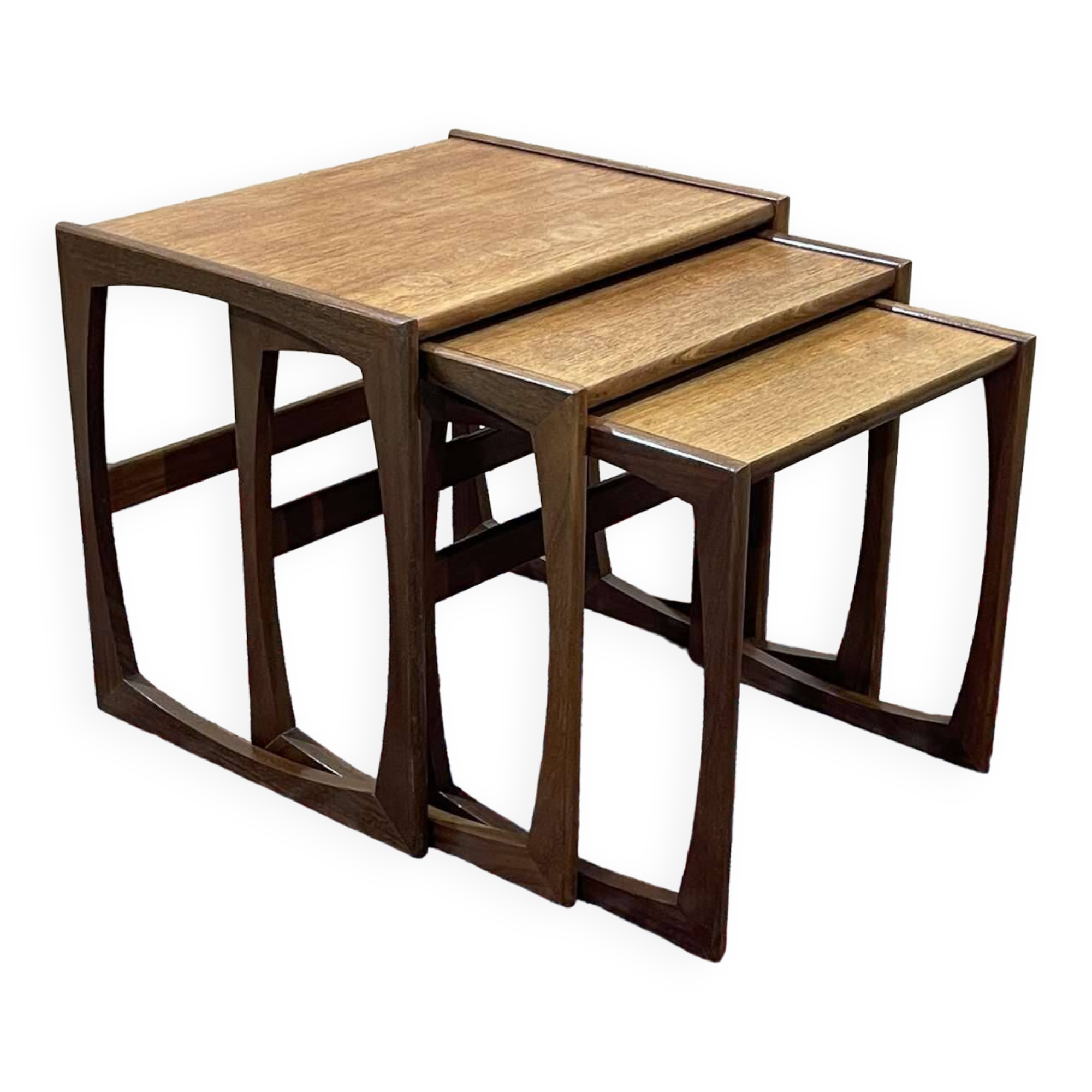 Set of 3 teak nesting tables from the GPlan brand from the 1970s
