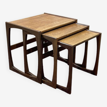 Set of 3 teak nesting tables from the GPlan brand from the 1970s