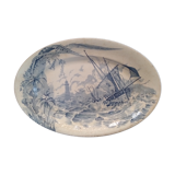 Faience dish of clairefontaine decor marine