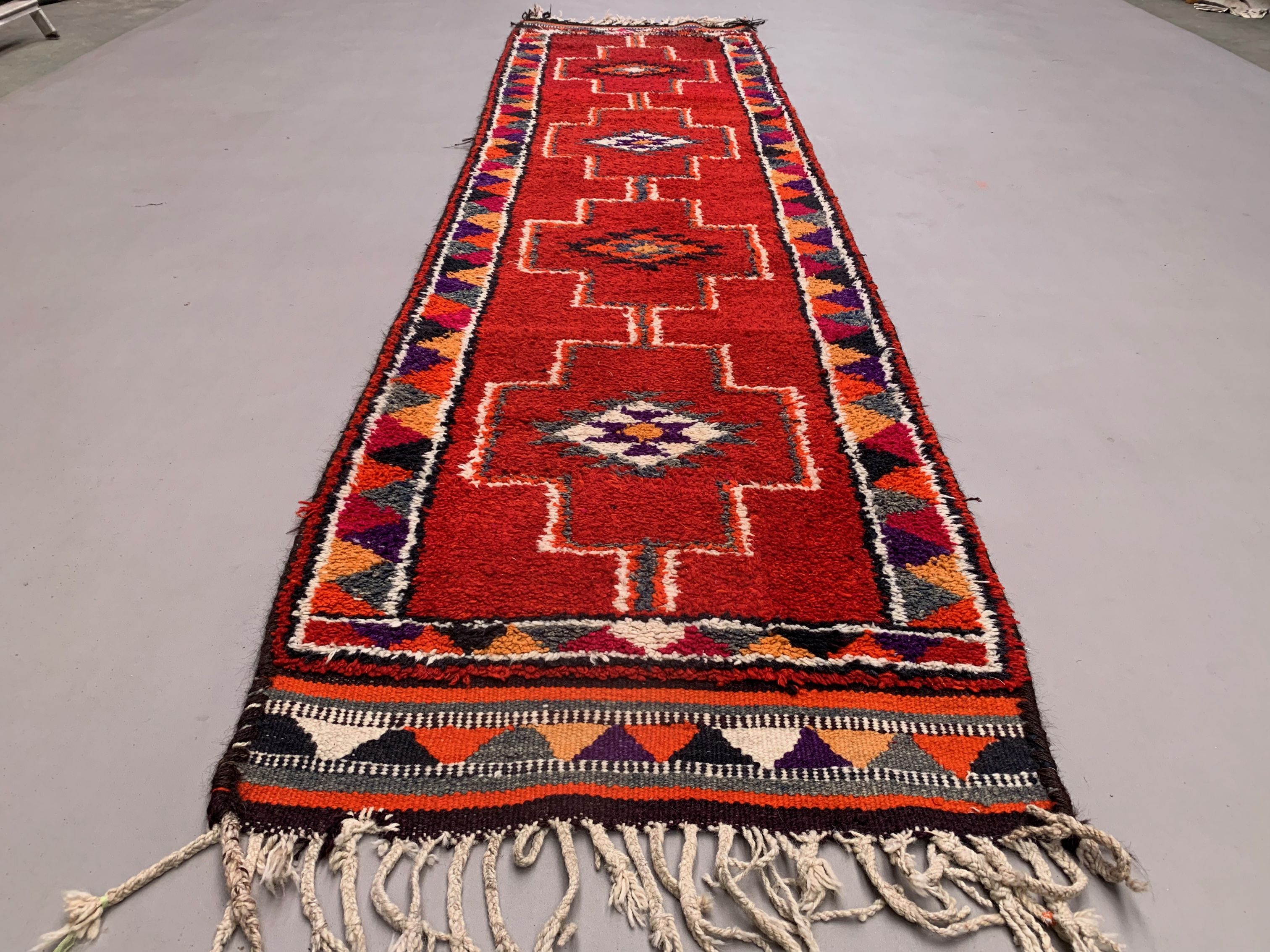 Vintage turkish  tribal runner 350x90 cm veg dye wool rug tribal, handmade