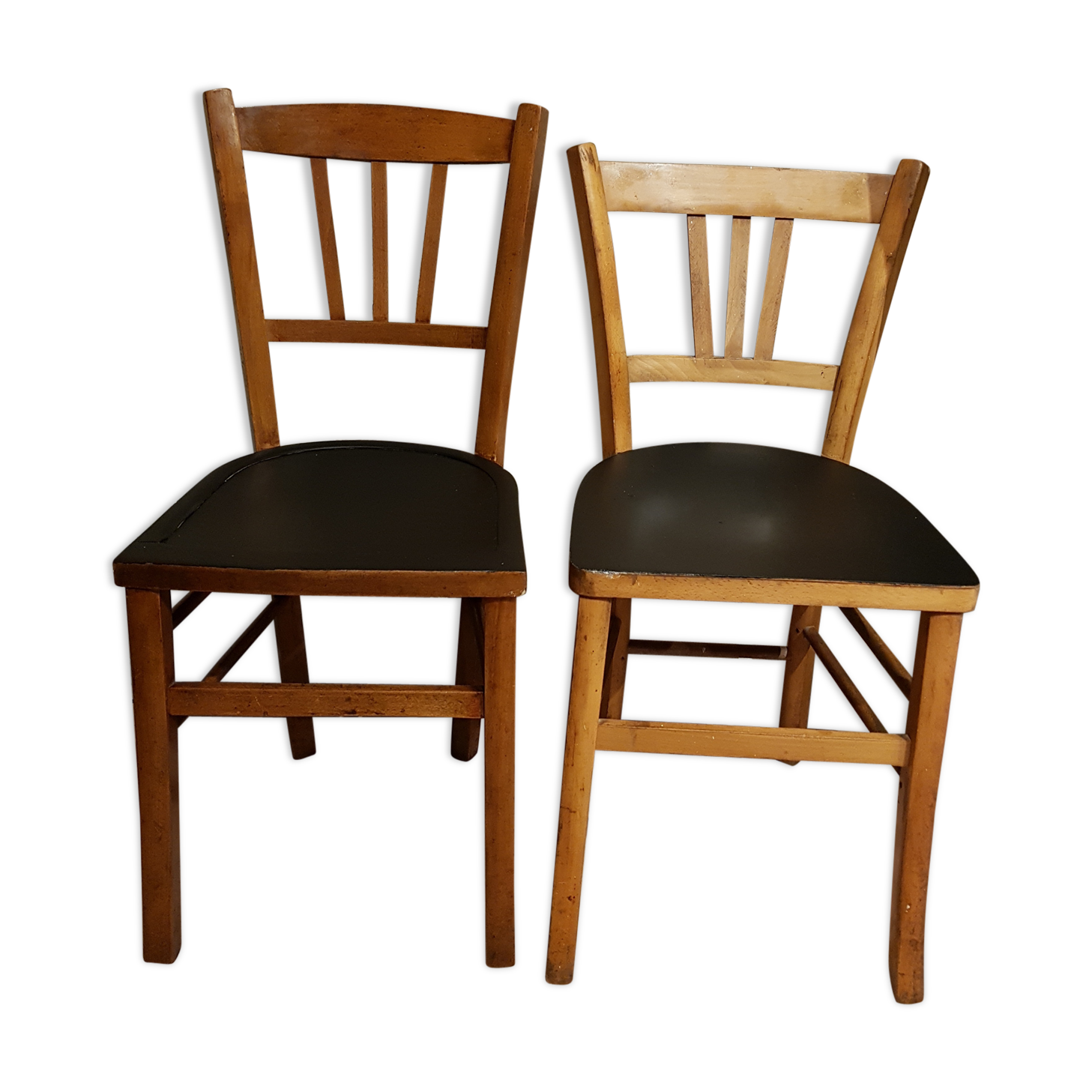 Duo of wooden Bistro chairs