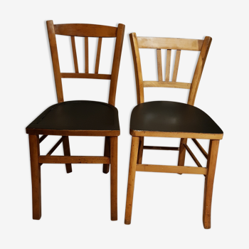 Duo of wooden Bistro chairs