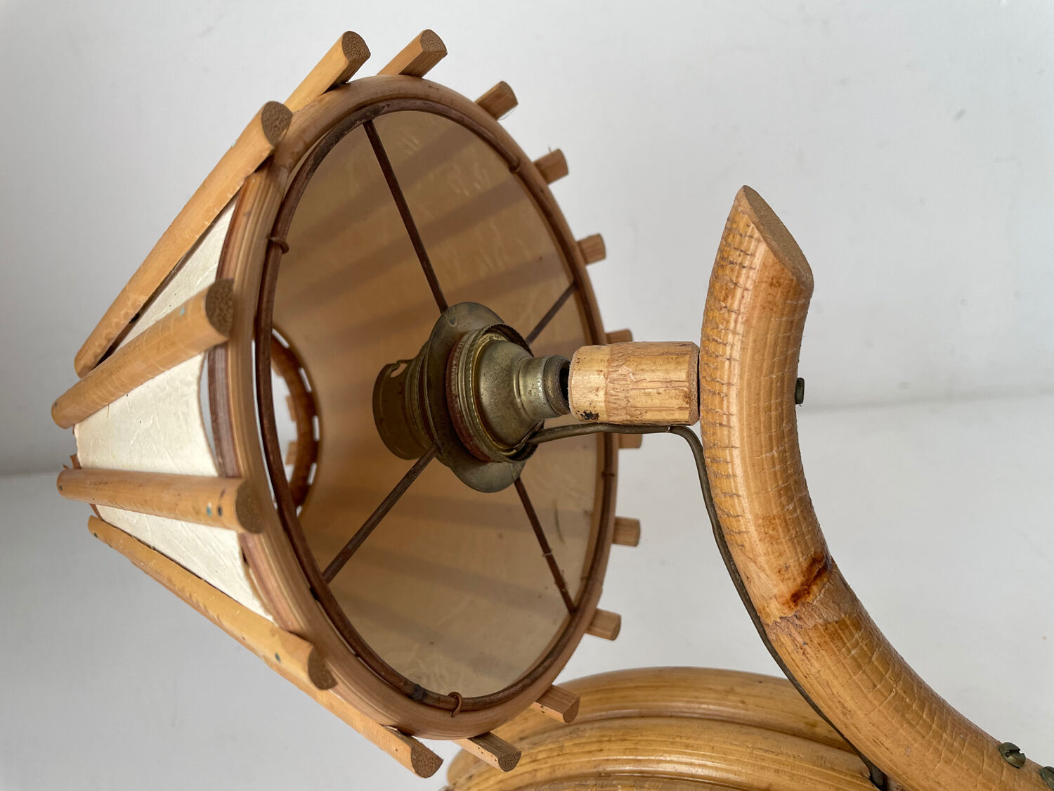 Vintage bamboo wall lamp