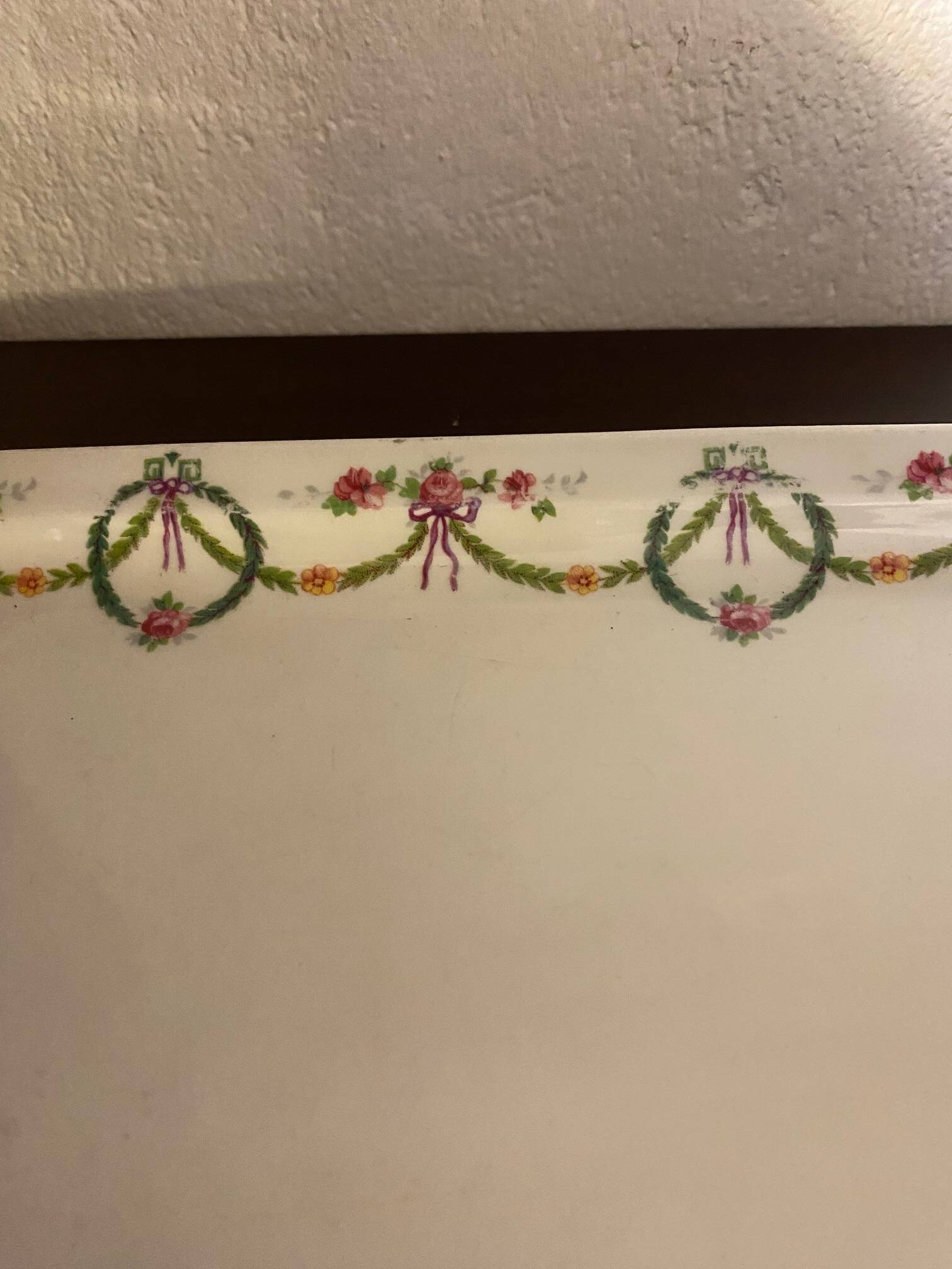 Mehun france earthenware cake dish with empire style floral frieze