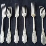 6 Apollo Silver Metal Table Forks Acanthe Model
