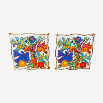 Duo of underwear acapulco villeroy and boch in brass and earthenware 1970s.