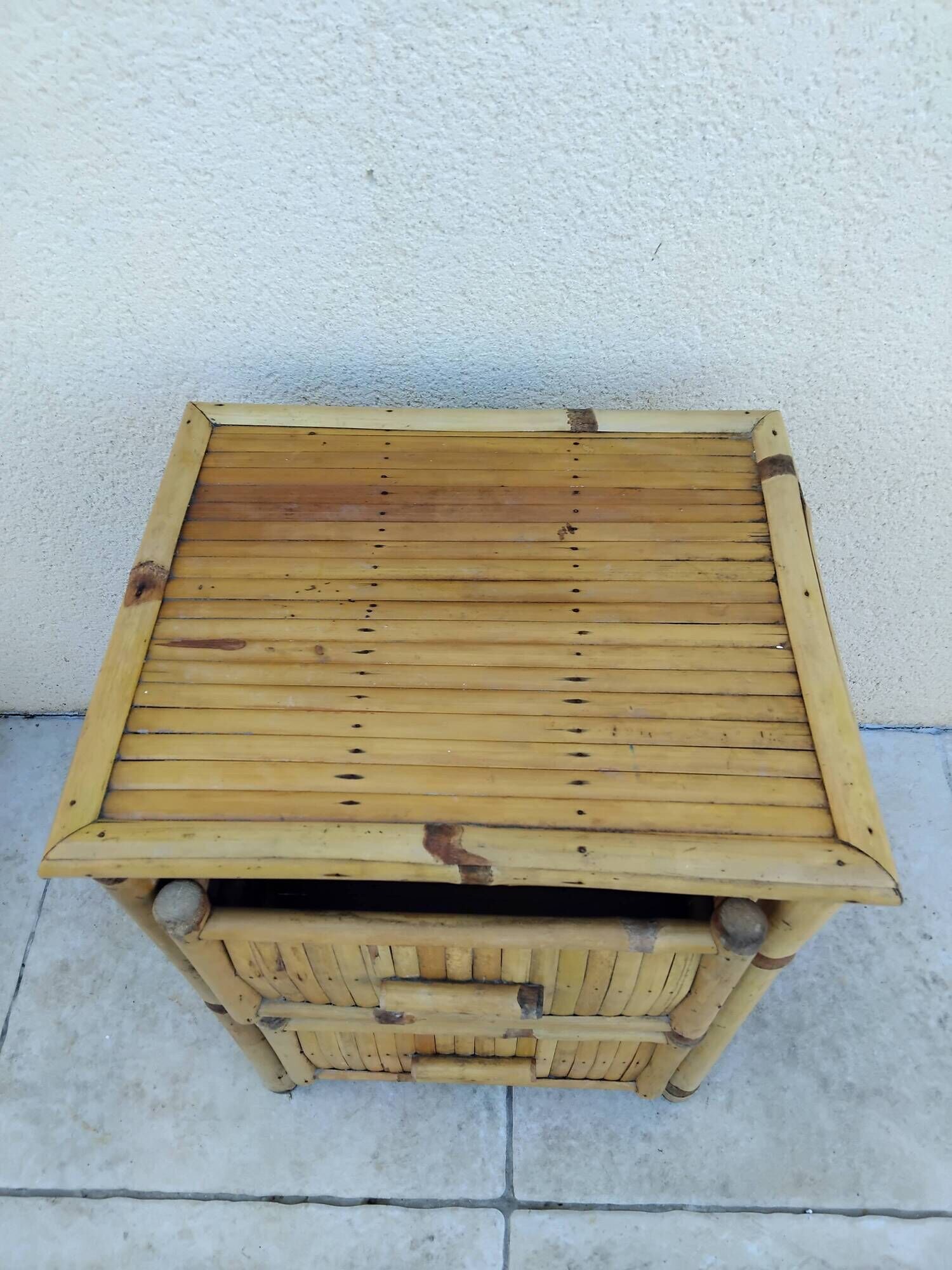 Vintage design bamboo bedside table