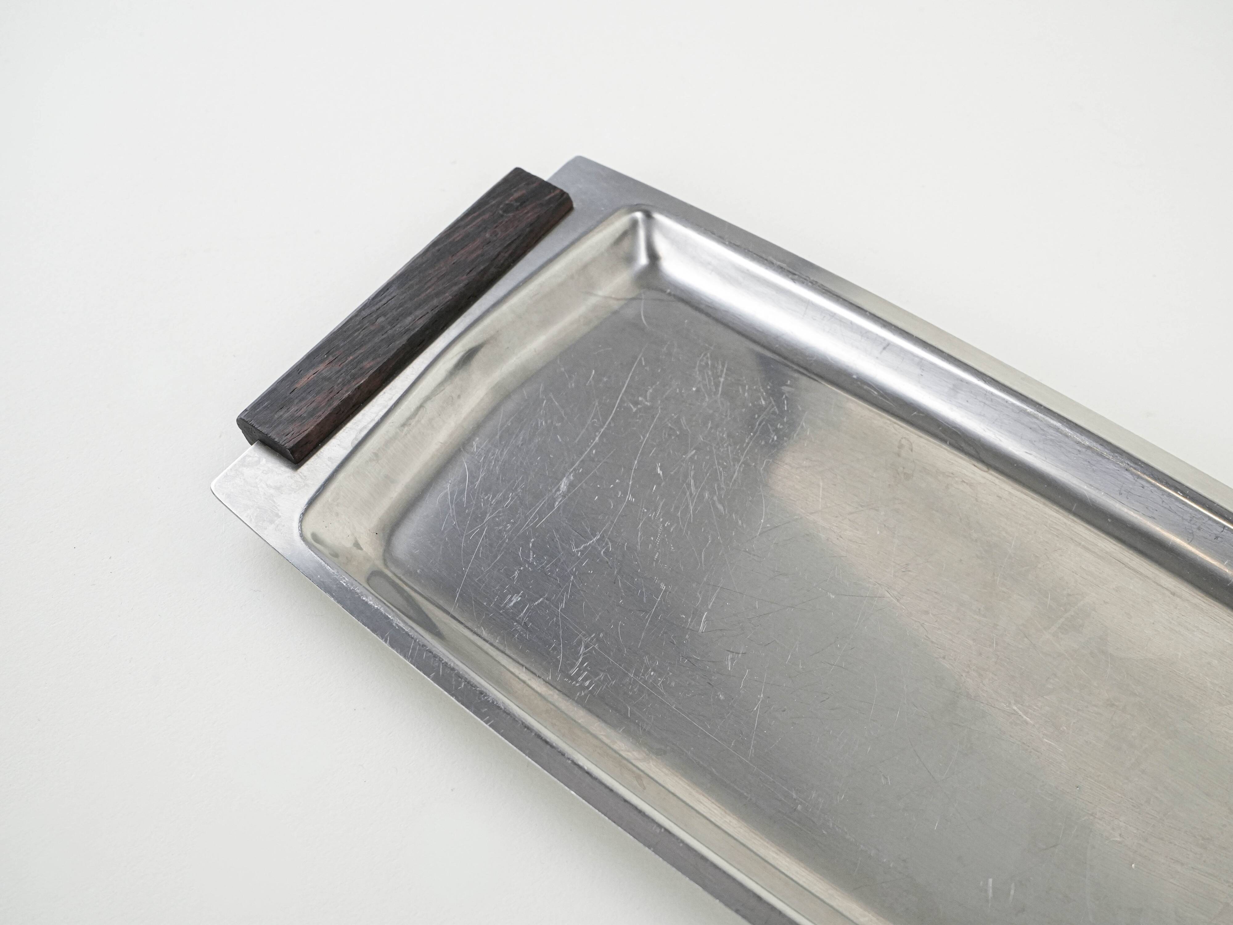 Plateau en acier inoxydable, design danois, années 1970, fabriqué au Danemark