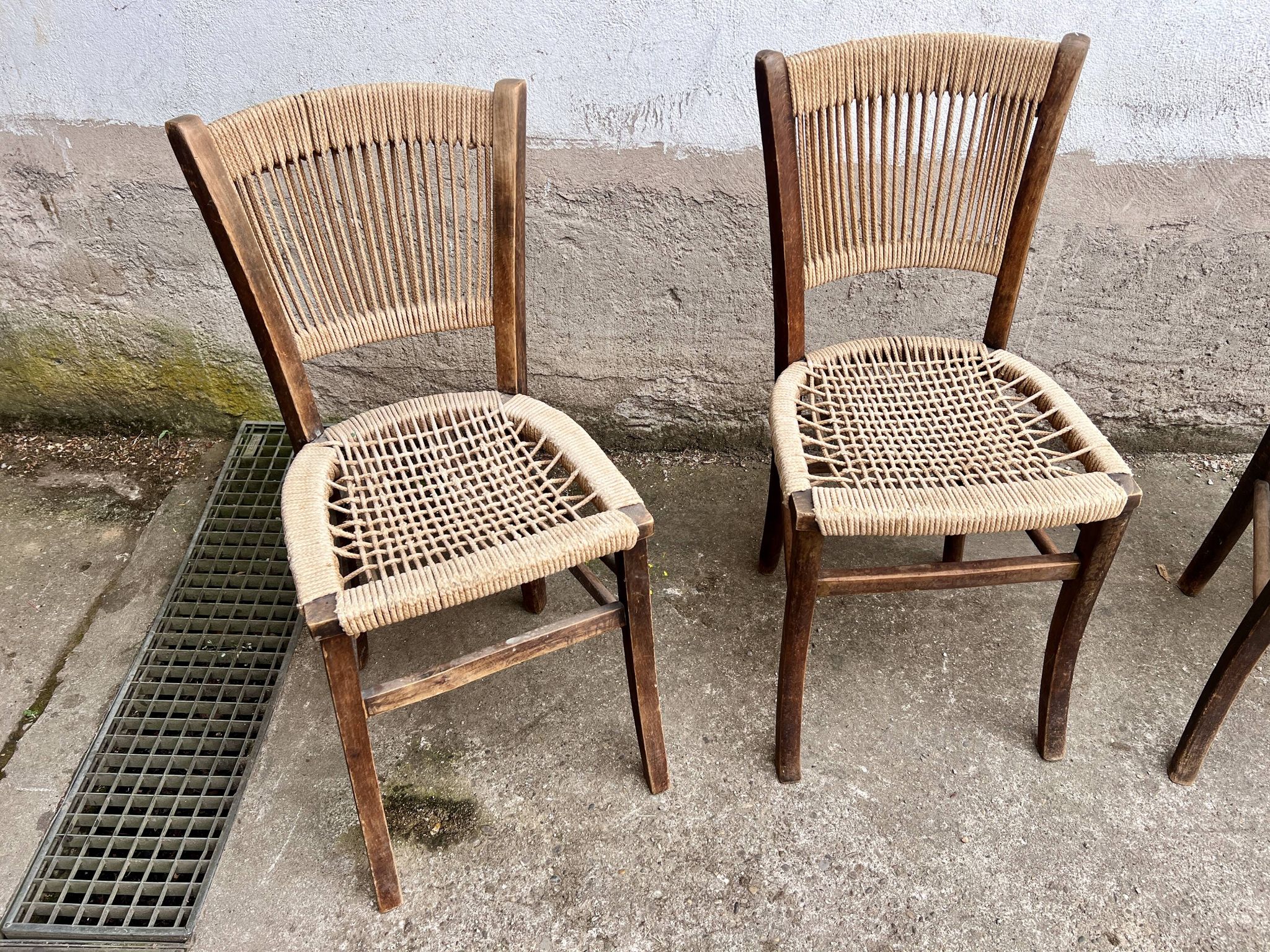 Set of 4 Vintage Rope Bistro Chairs