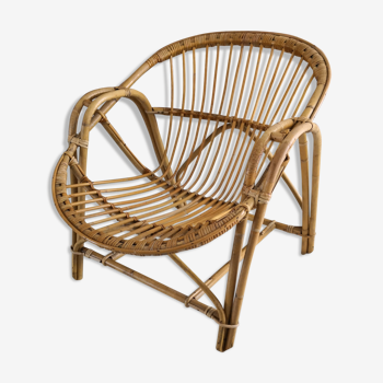 Rattan basket armchair 70s