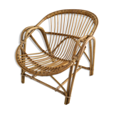 Rattan basket armchair 70s