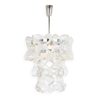 Suspension en verre de Murano chrome conçue par Carlo Nason pour Kalmar, Catena, Autriche