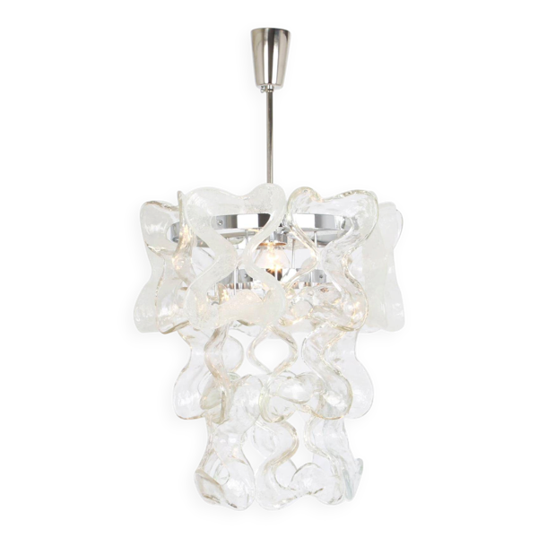 Suspension en verre de Murano chrome conçue par Carlo Nason pour Kalmar, Catena, Autriche