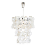 Murano glass suspension light in chrome designed by Carlo Nason for Kalmar, Catena, Austria.