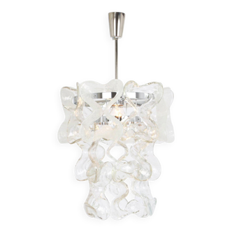 Murano glass suspension light in chrome designed by Carlo Nason for Kalmar, Catena, Austria.