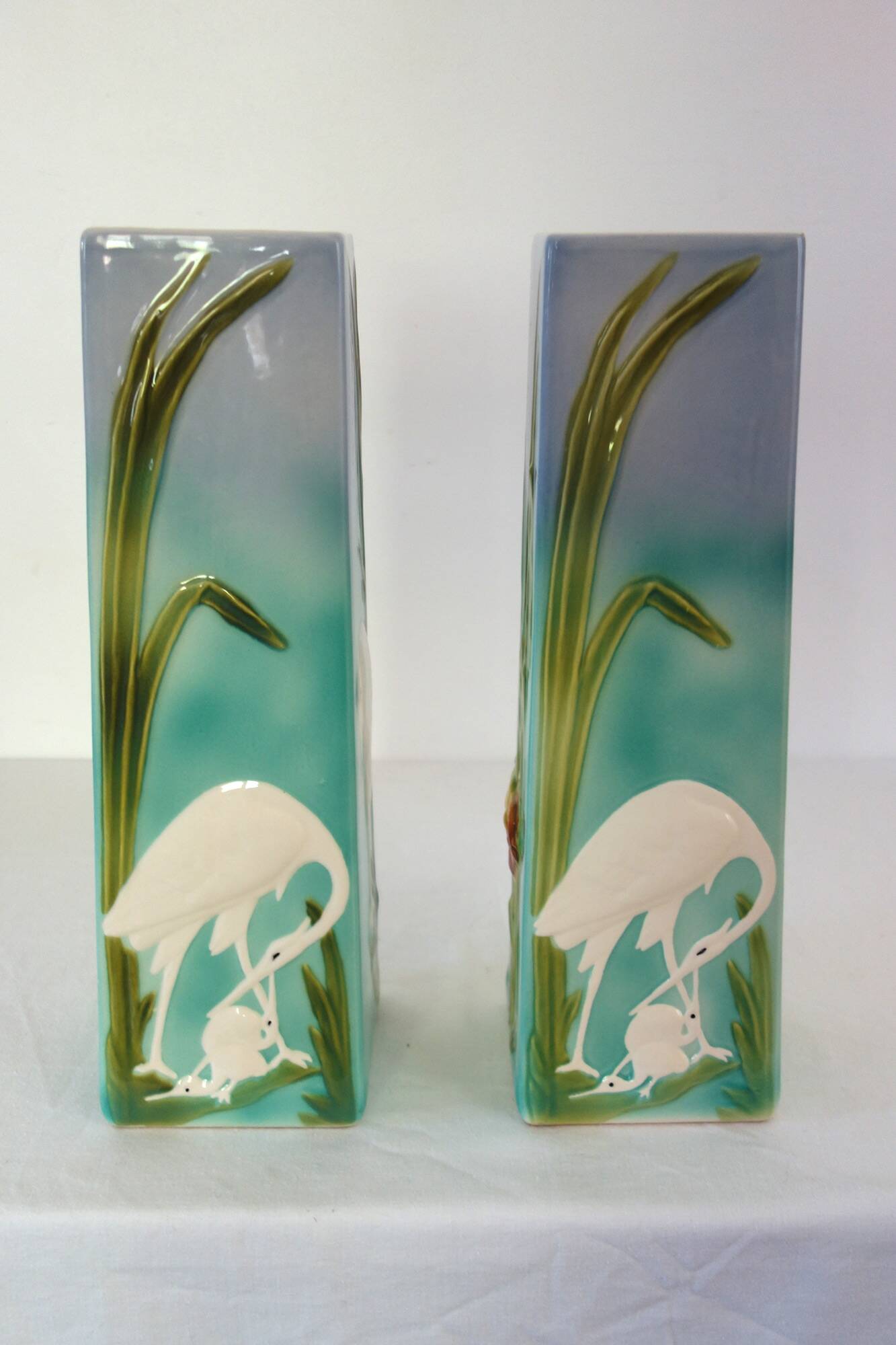 Pair of Saint Clement barbotine vases H 39cm circa 1900