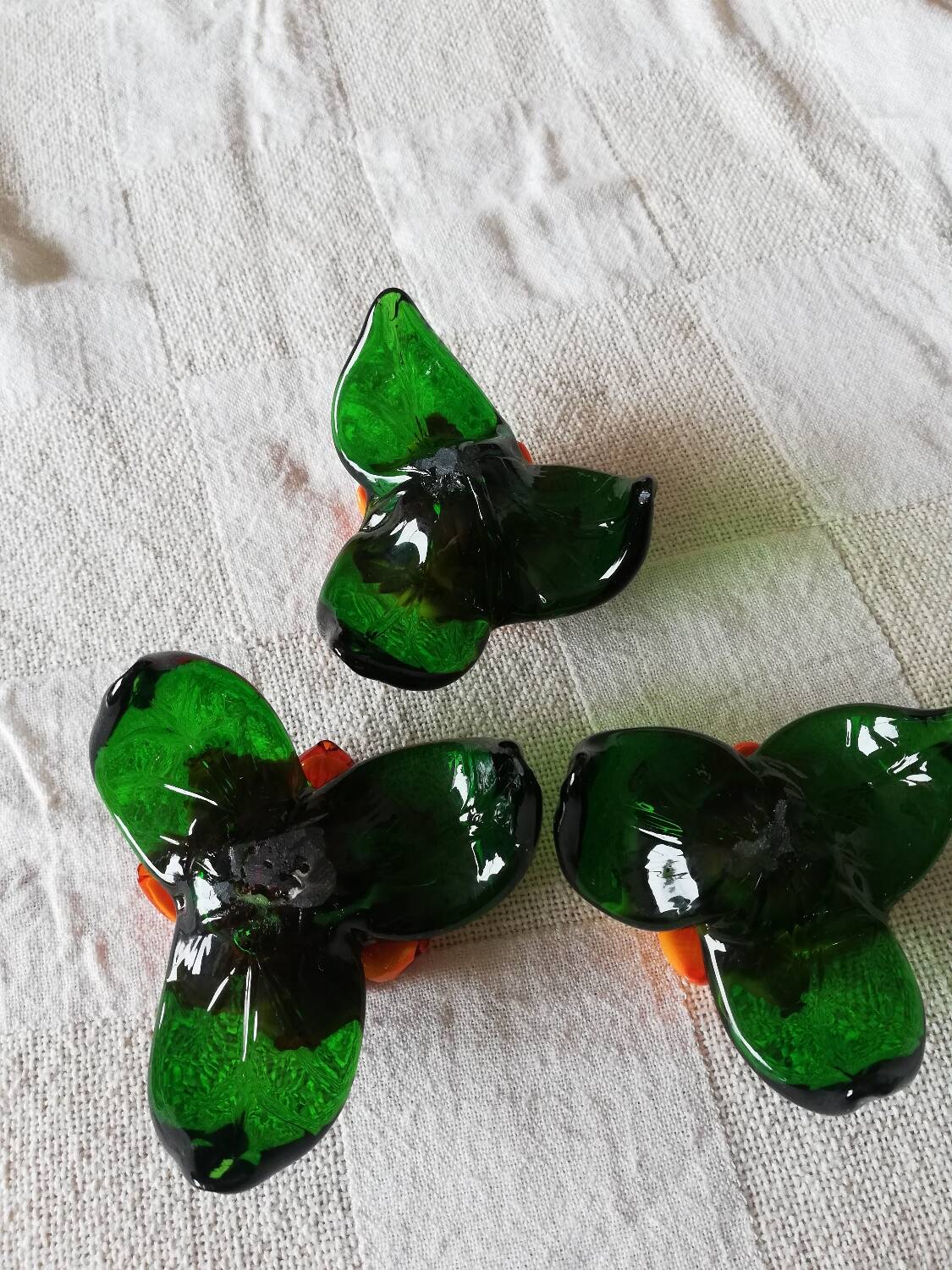 Lot of three Murano flower candle holders.