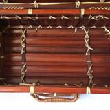 Suitcase in wicker and vintage bamboo