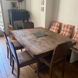 Wooden table with extension and 6 chairs