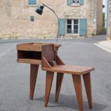 Industrial wood furniture, furniture with integrated lamp, trade furniture, industrial, compass feet