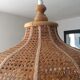 Vintage canning and rattan hagning lamp from the 1970s