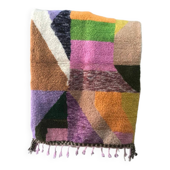 Multicolored berber rug authentic handcrafted weaving 100% wool