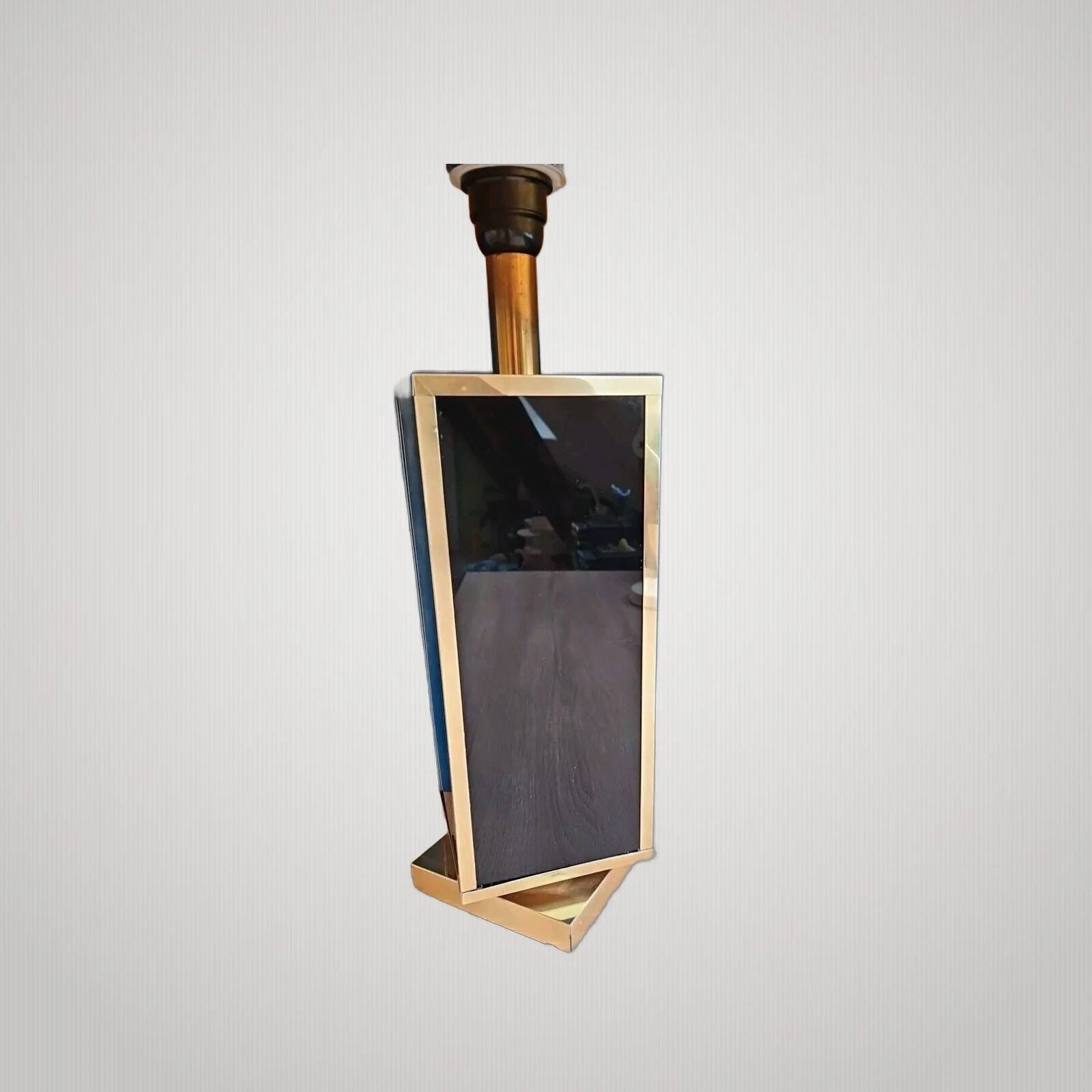 Large Brass and Black Lamp 1970s Dlg Maison Jansen Design and Elegance