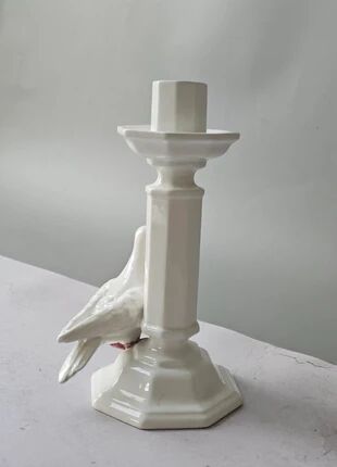 Vintage Costa Italy white ceramic candle holder - 1950s