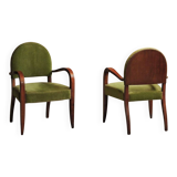 Pair of Art Deco armchairs in mahogany, circa 1930.